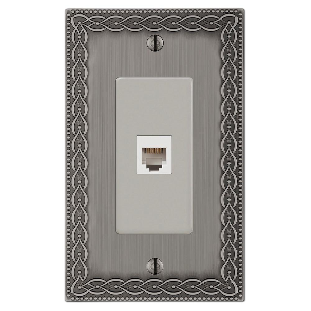 Hampton Bay Amelia Cast 1Phone Wall Plate, Antique Nickel93PHAN The