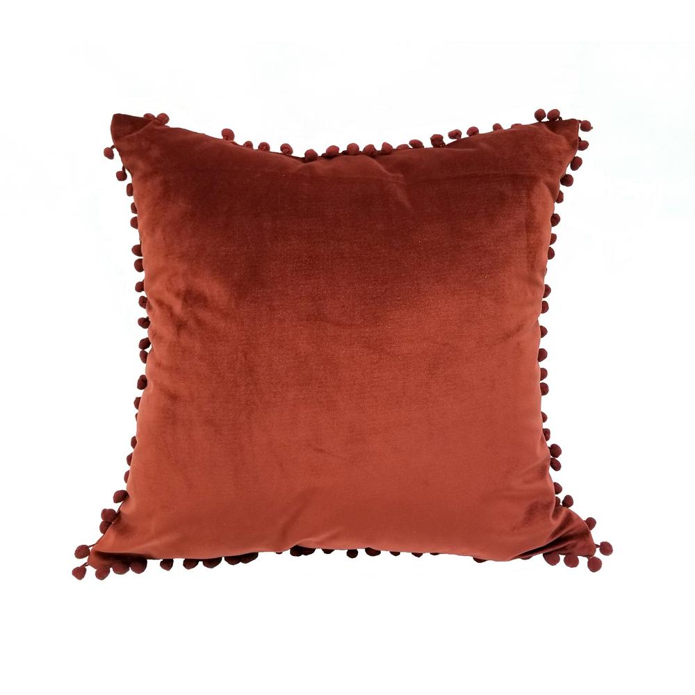Pompom Merlot Solid Polyester 18 in. x 18 in. Throw Pillow
