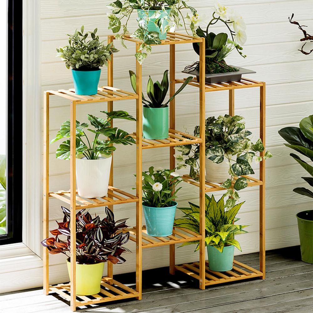 Kingdely Bamboo 6Tier Shelf Flower Pot Plant Stand Wooden