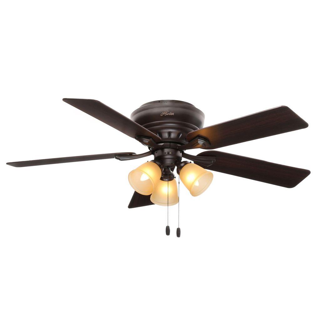 Hunter Oakhurst 52 in. Bronze Indoor Low Profile Ceiling Fan with Light