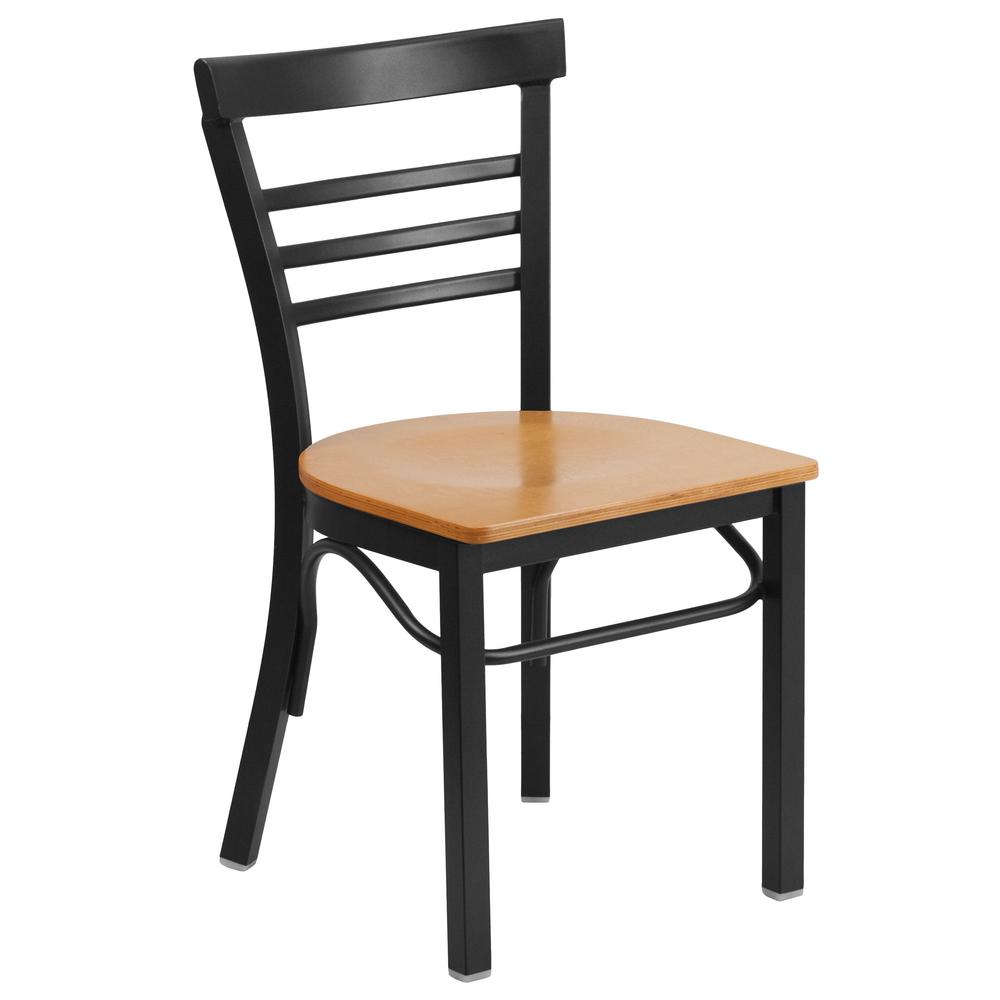 Flash Furniture Hercules Series Black Ladder Back Metal Restaurant Flash Furniture Hercules Series Black Ladder Back Metal Restaurant Chair Natural Wood Seat