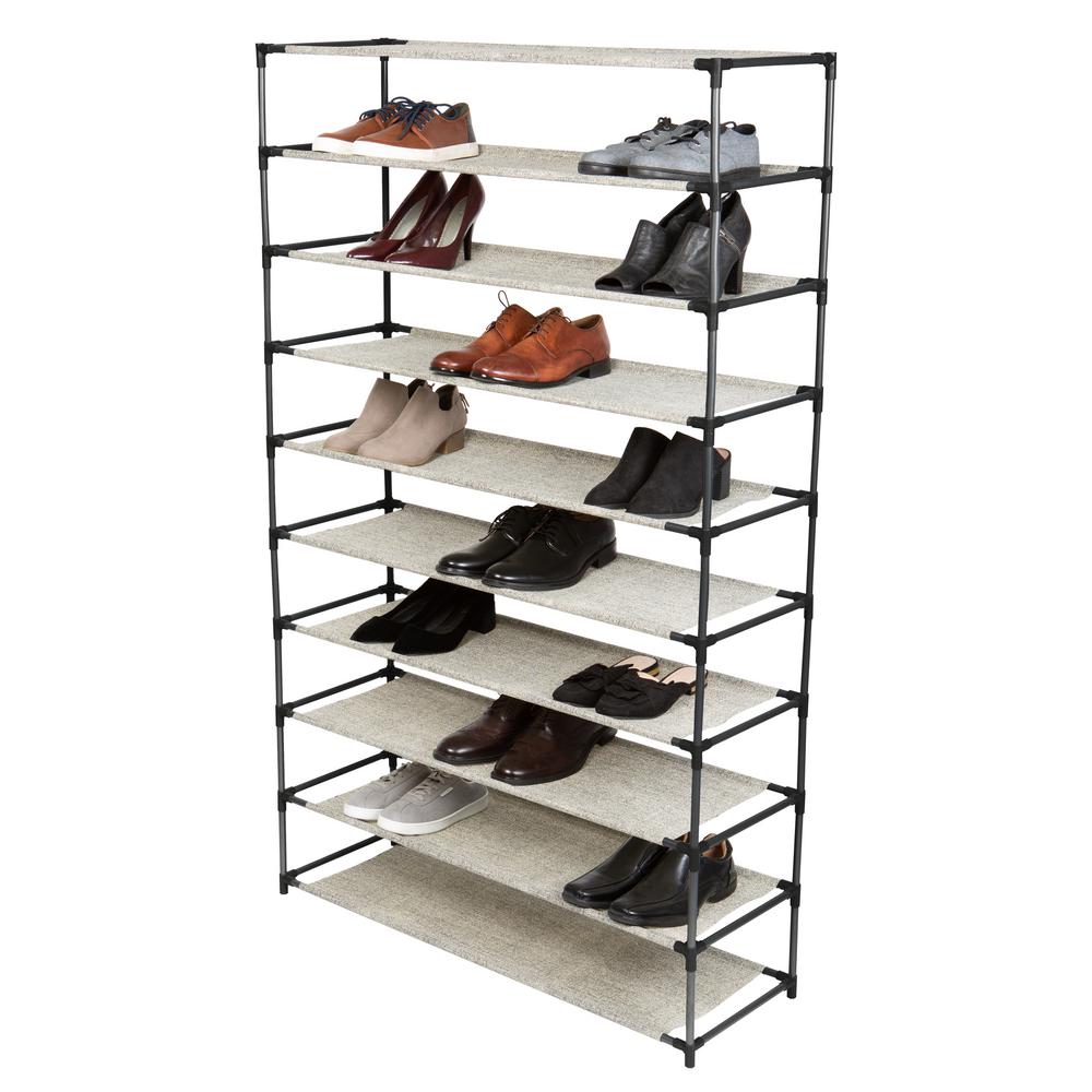 Simplify 36 6 In X 11 8 In 59 In 50 Pair Iron Plastic Shoe Rack 23205 Blackfej The Home Depot