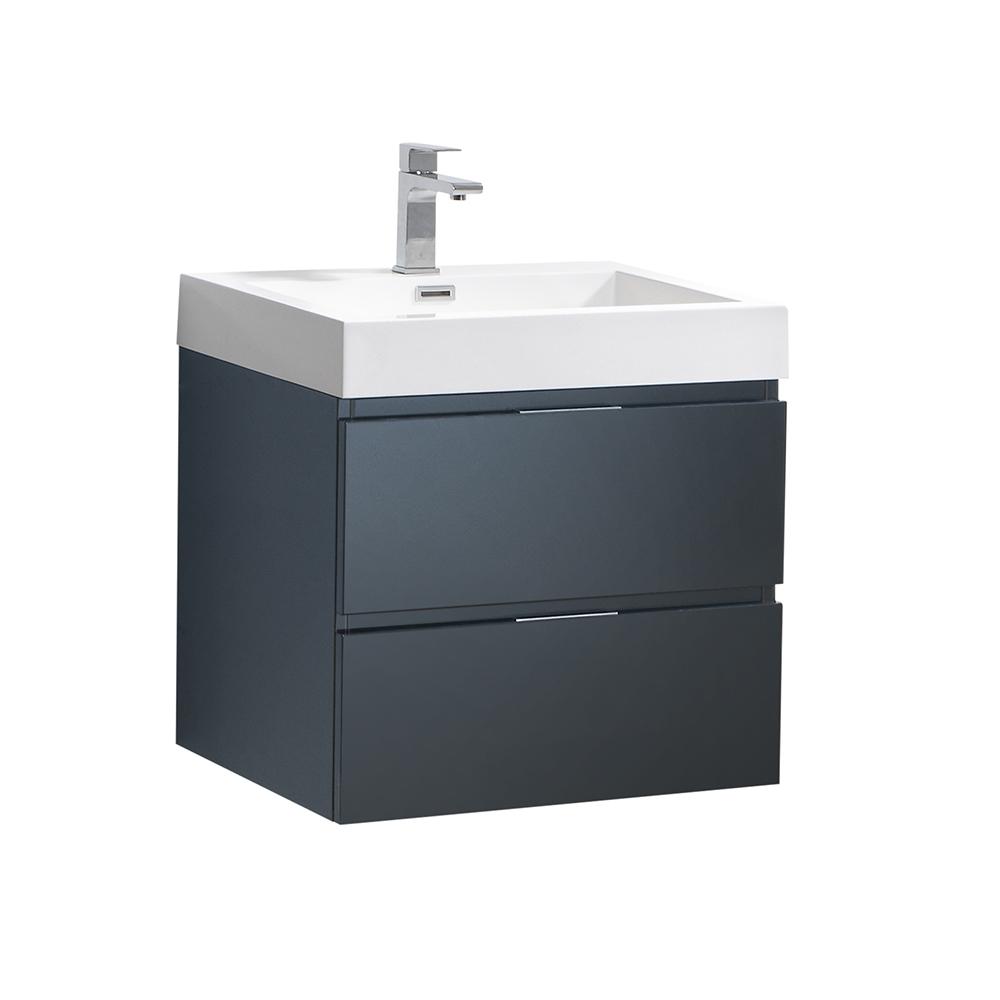 Fresca 24 Inch Vanities Floating Bathroom Bath Valencia 24 In W Wall Hung Bathroom Vanity Dark Slate Gray With Acrylic