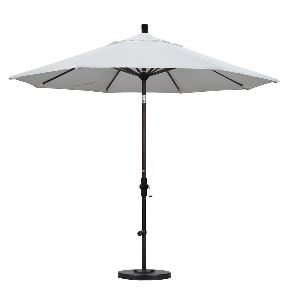 California Umbrella 9 Ft Bronze Aluminum Pole Market Ribs Bronze Aluminum Pole Market Ribs Collar Tilt Crank Lift Patio Umbrella In Natural Sunbrella