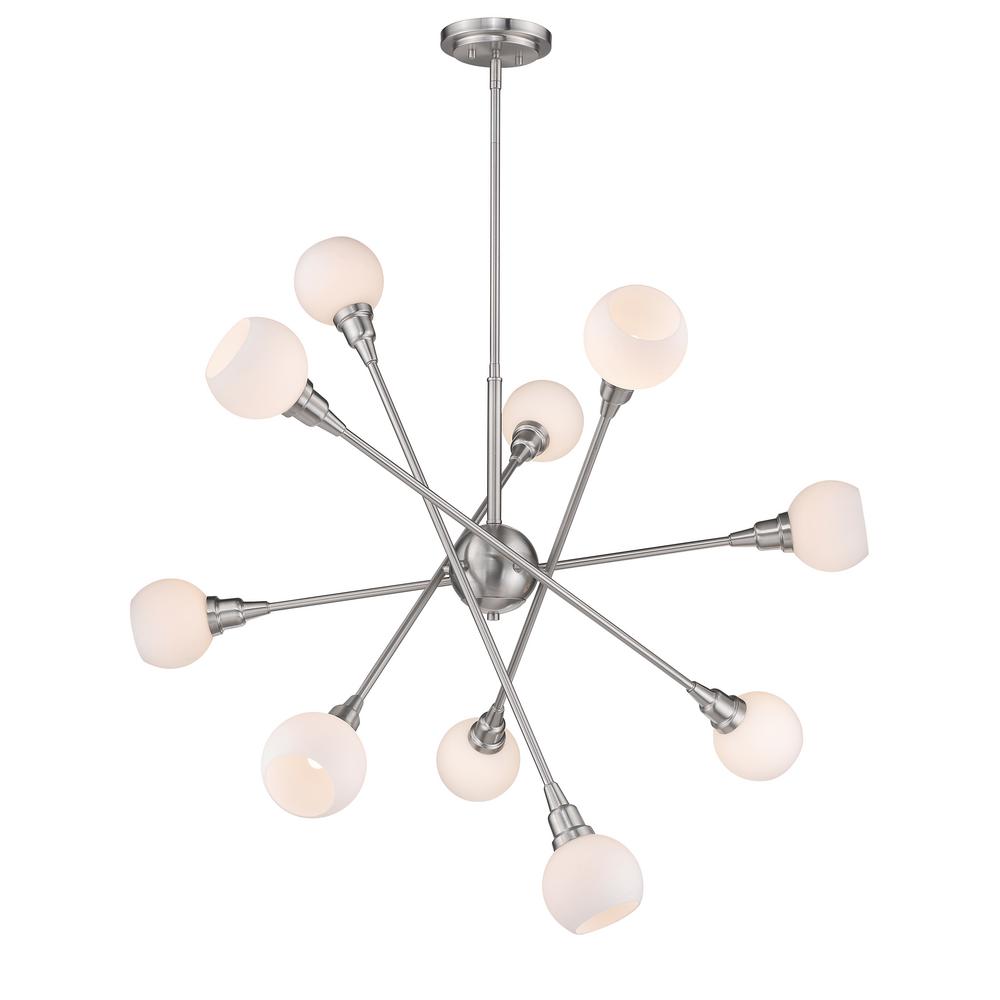 Filament Design Sora 10 Light Brushed Nickel Pendant With Matte