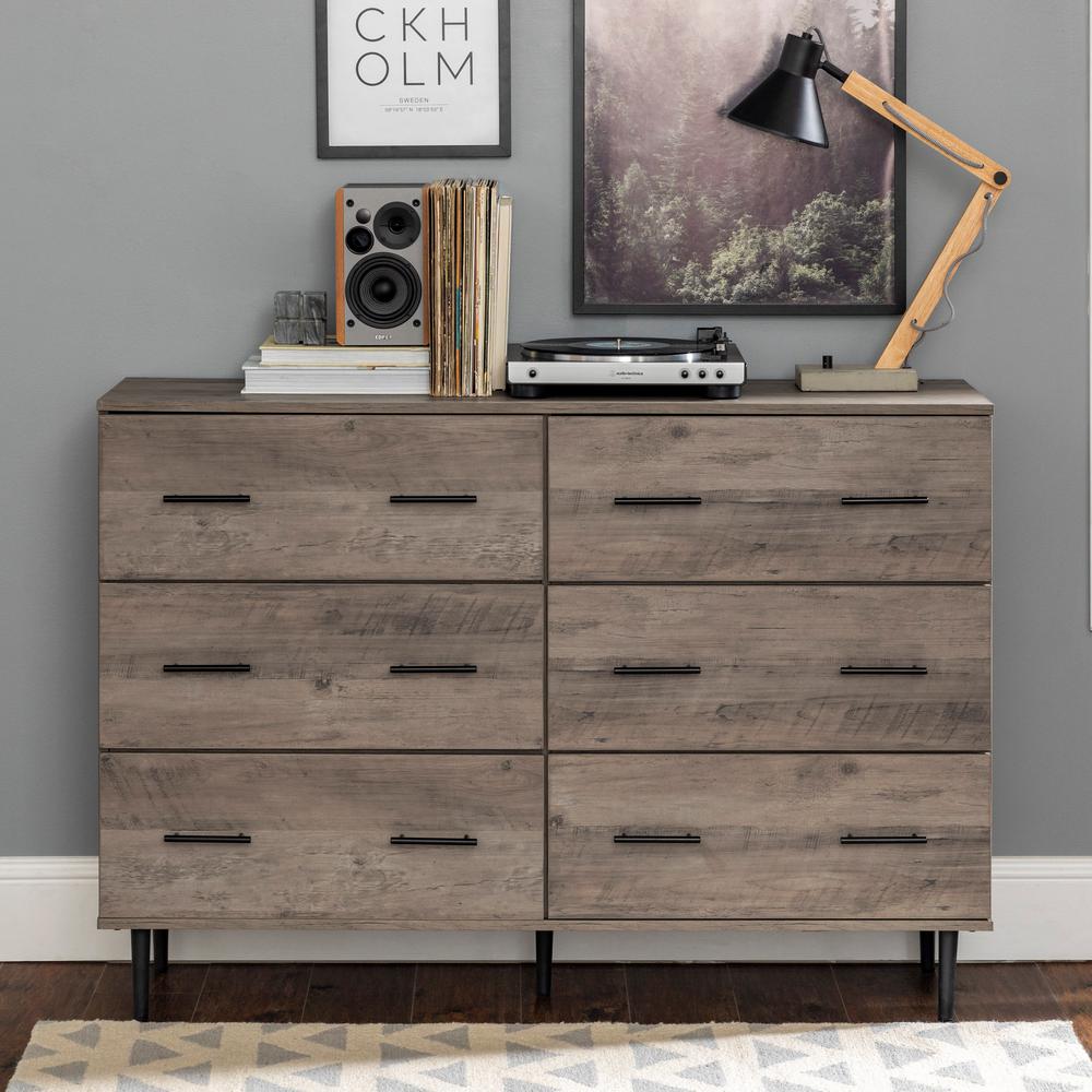 Walker Edison Furniture Company 52 In 6 Drawer Grey Wash Dresser