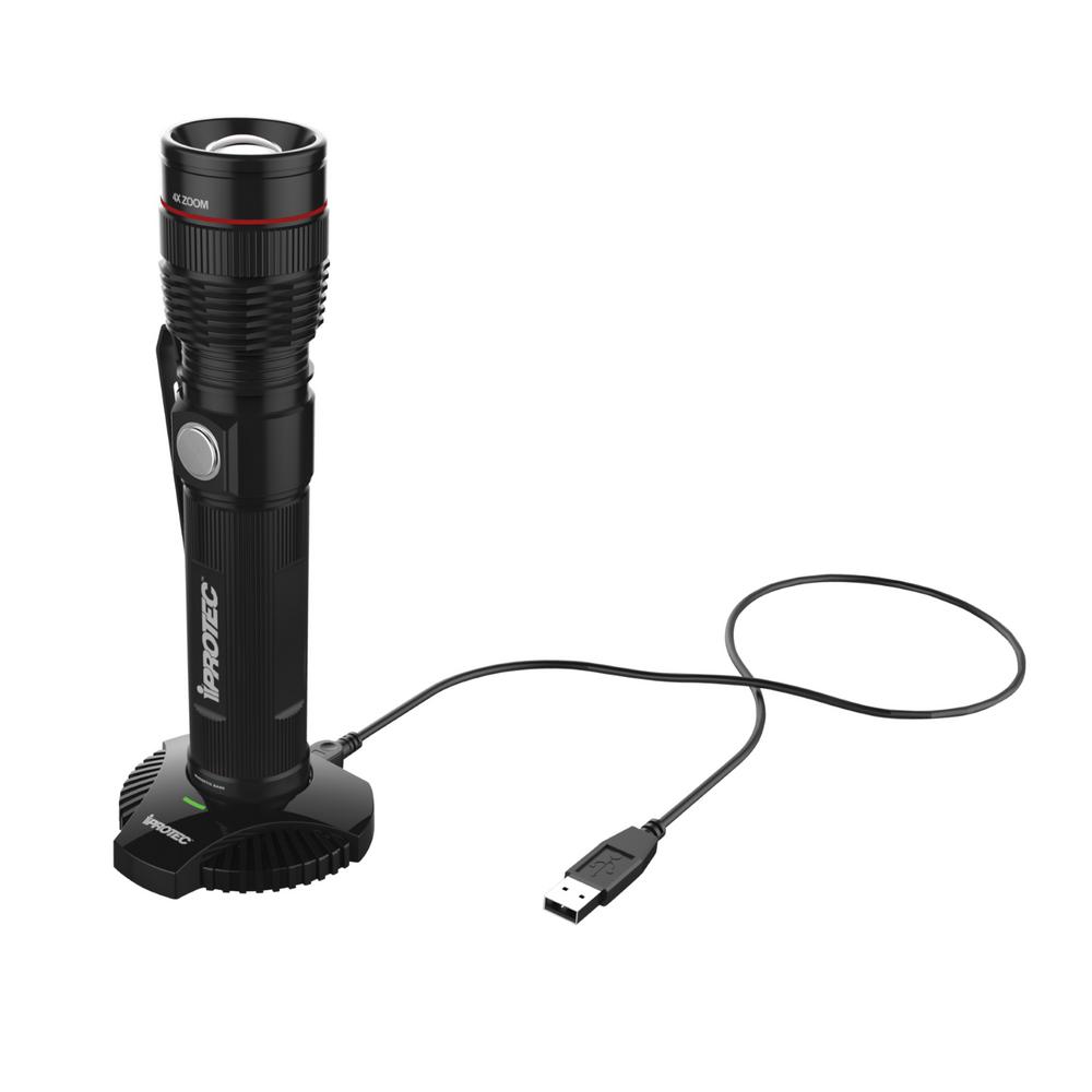 Iprotec 500-lumen Rechargeable Led Flashlight Light With Magnetic 