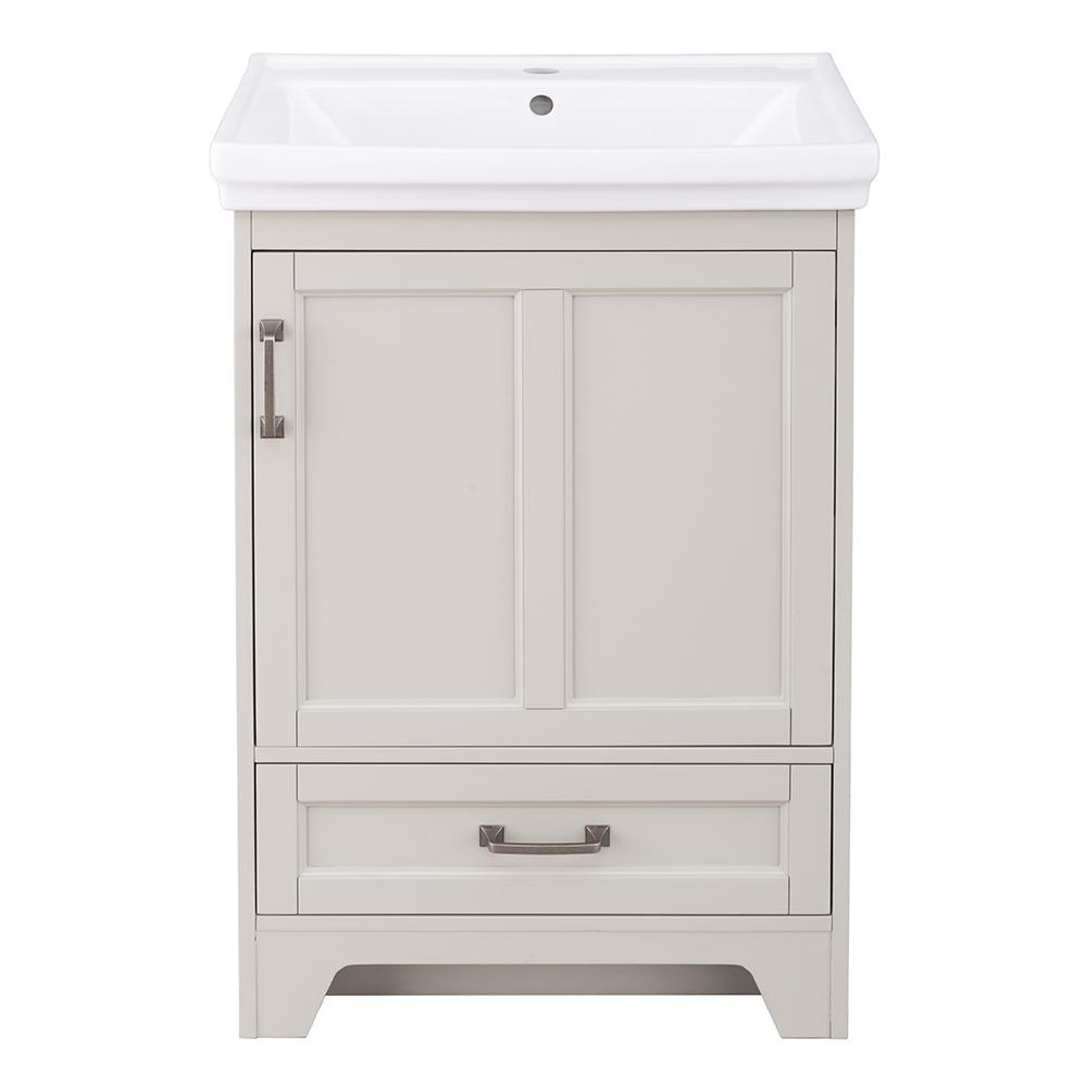 Home Decorators Collection Evie 24 in. W x 18 in. D Vanity Cabinet in Grey with Vitreous China Vanity Top in White with White Basin