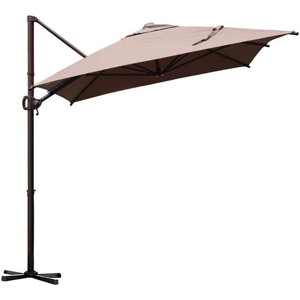 Abba Patio 9 Ft X 7 Ft Offset Cantilever Adjustable Vertical Tilt Offet Patio Umbrella In Cocoa Hdabbamrc976dt The Home Depot