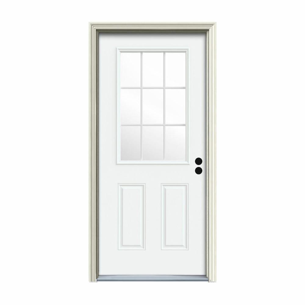 JELDWEN 30 in. x 80 in. 9 Lite White Painted Steel