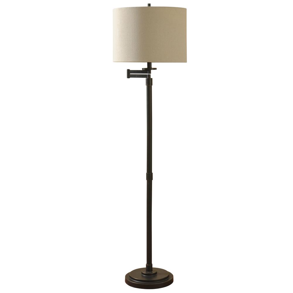 Stylecraft 61 In Madison Bronze Floor Lamp With Beige Hardback Madison Bronze Floor Lamp With Beige Hardback Fabric Shade