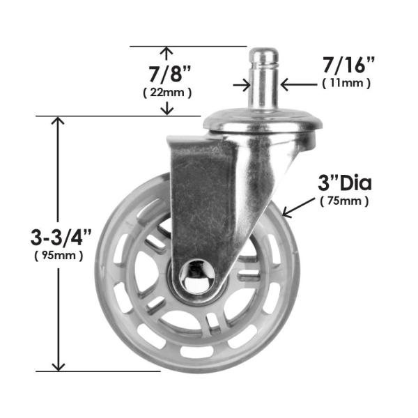 Slipstick 3 In Chrome And Grey Rollerblade Office Chair Caster Wheels 5 Pack Cb691 The Home Depot
