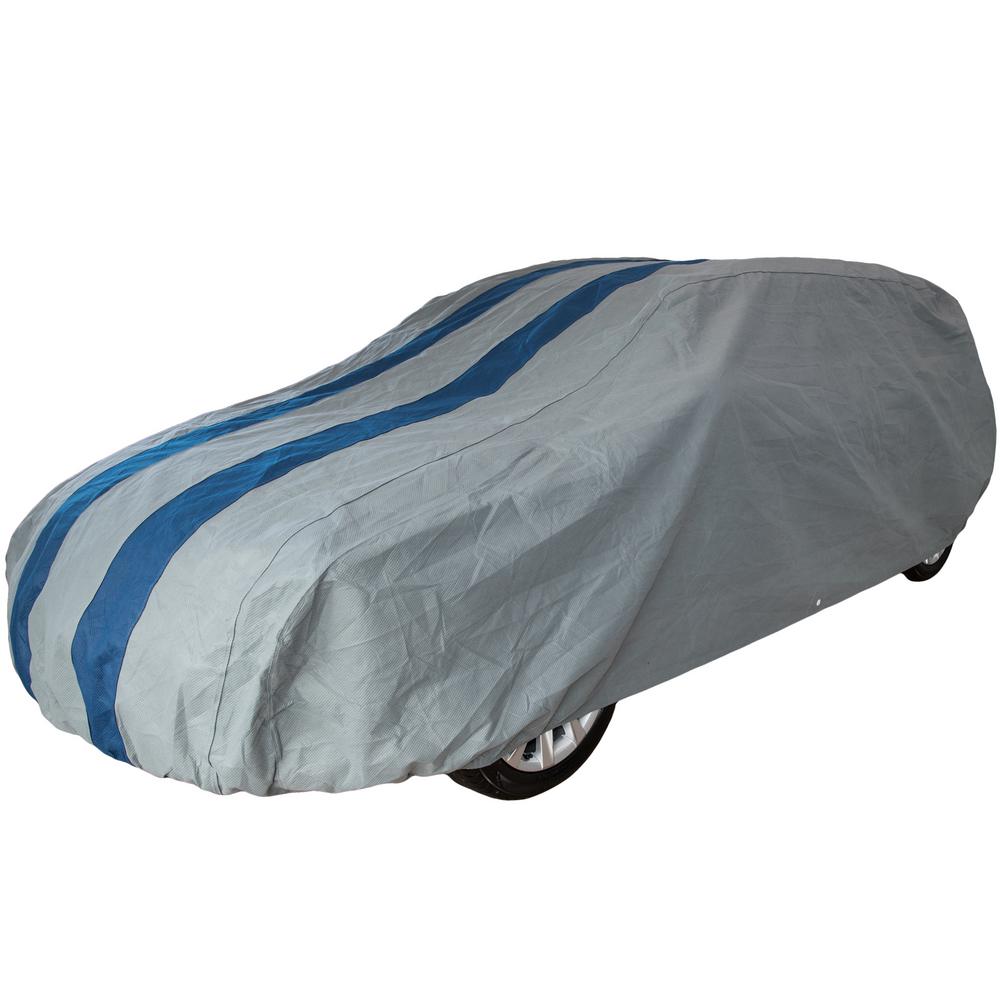 1 Pack Duck Covers A4C157 Rally X Defender Grey with Navy Blue Rally Stripes 157L x 60W x 48H Car Cover Fits Sedans up to 13 ft. 1 in. L