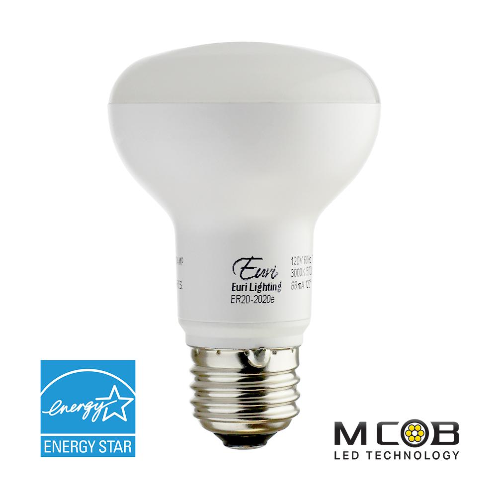 Euri Lighting 50w Equivalent Warm White 2700k R20 Dimmable Mcob Euri Lighting 50w Equivalent Warm White 2700k R20 Dimmable Mcob Led Flood Light Bulb