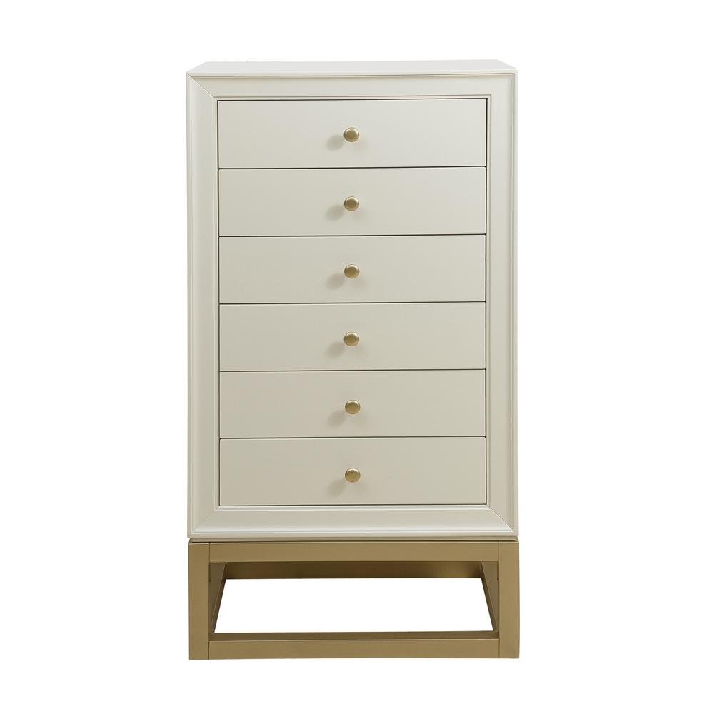 Homefare Modern White And Gold 6 Drawer Jewelry Armoire Ds D229 049 The Home Depot