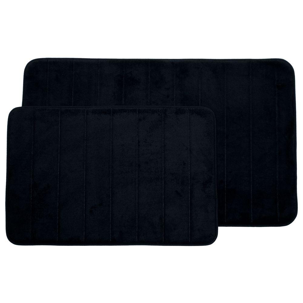 Lavish Home Black 20.25 in. x 32.25 in. Memory Foam 2 Piece Bath 