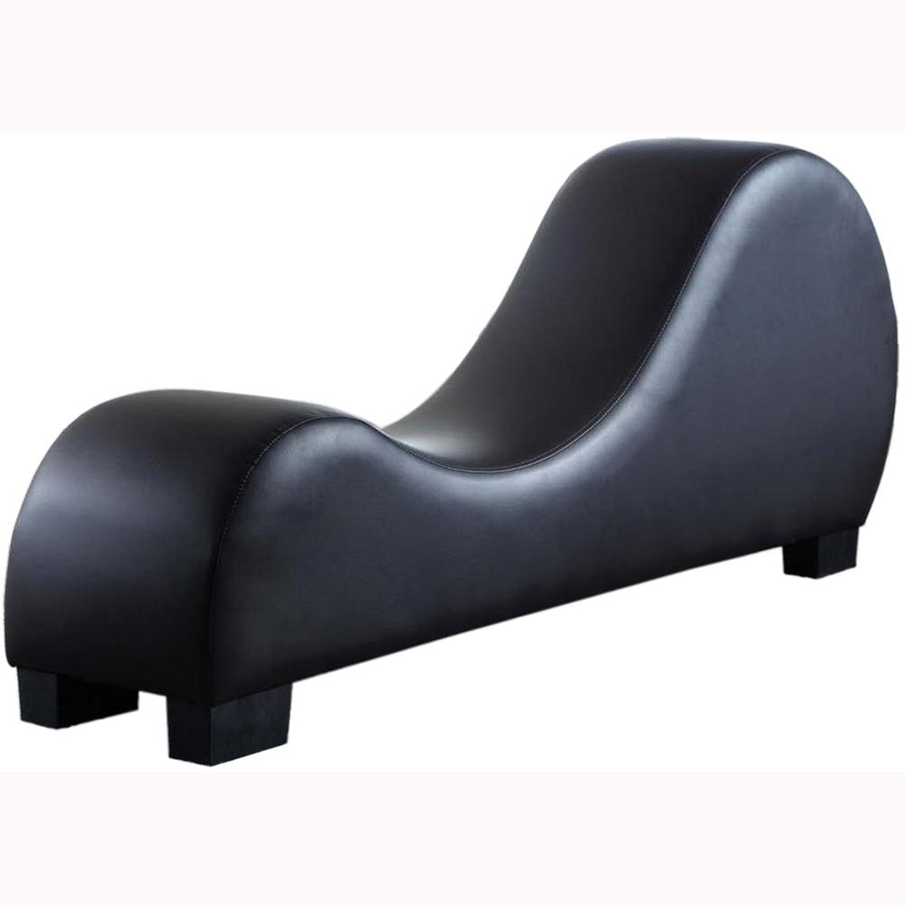 Venetian Worldwide Versa Chair Black Leatherette Curved Back Chaise