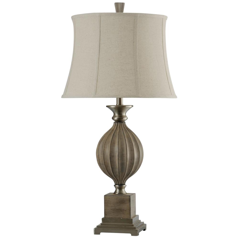 StyleCraft 34 in. Gray Table Lamp with Taupe Softback Fabric ShadeL313858DS The Home Depot
