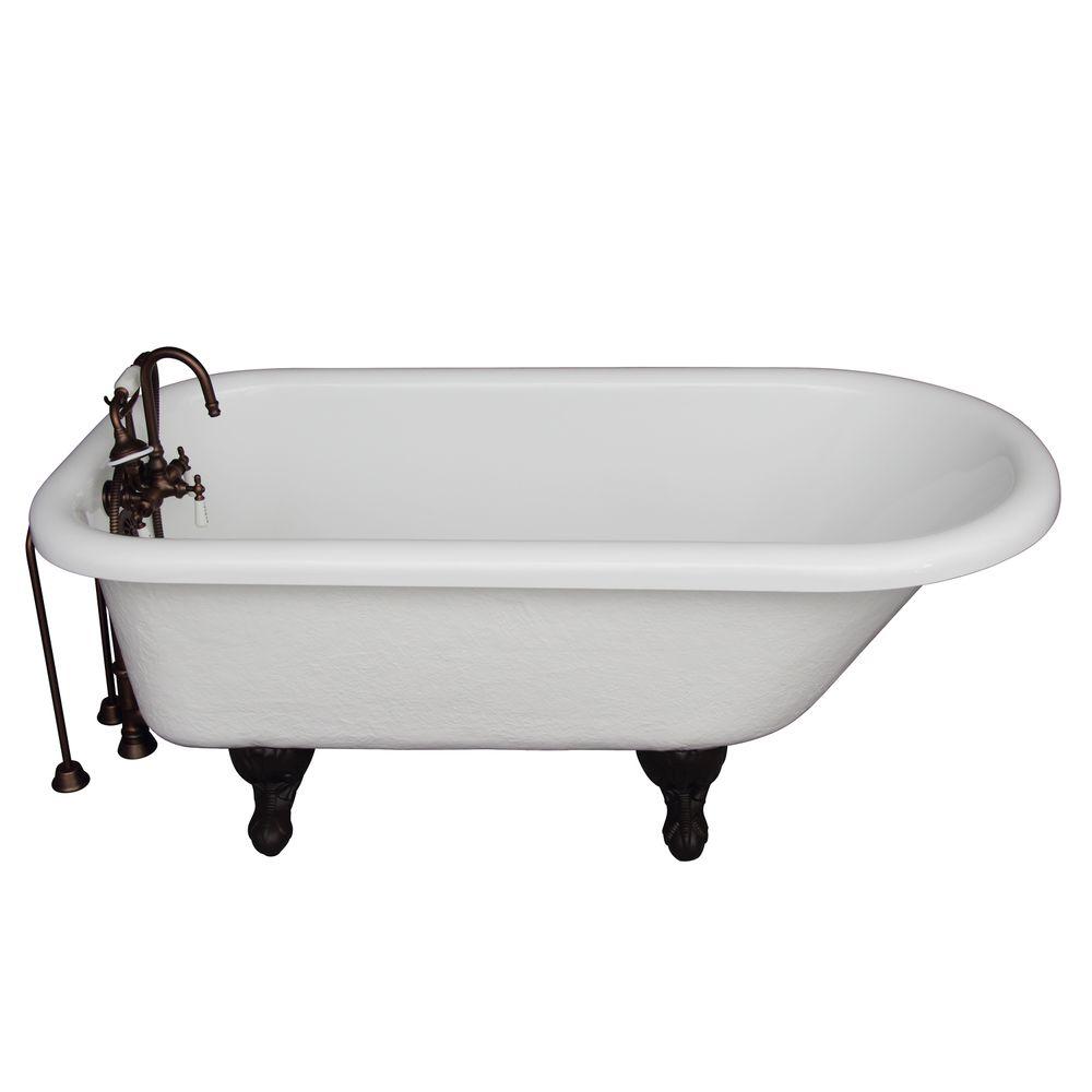 Barclay Products 5 ft. Acrylic Ball and Claw Feet Roll Top Tub in White
