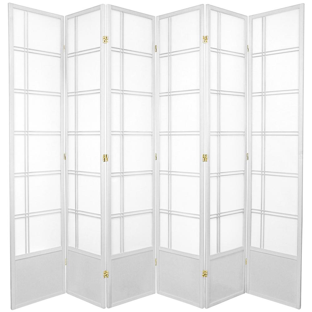 Oriental Furniture 6 ft. White 6Panel Room Divider BEADWHT6P The