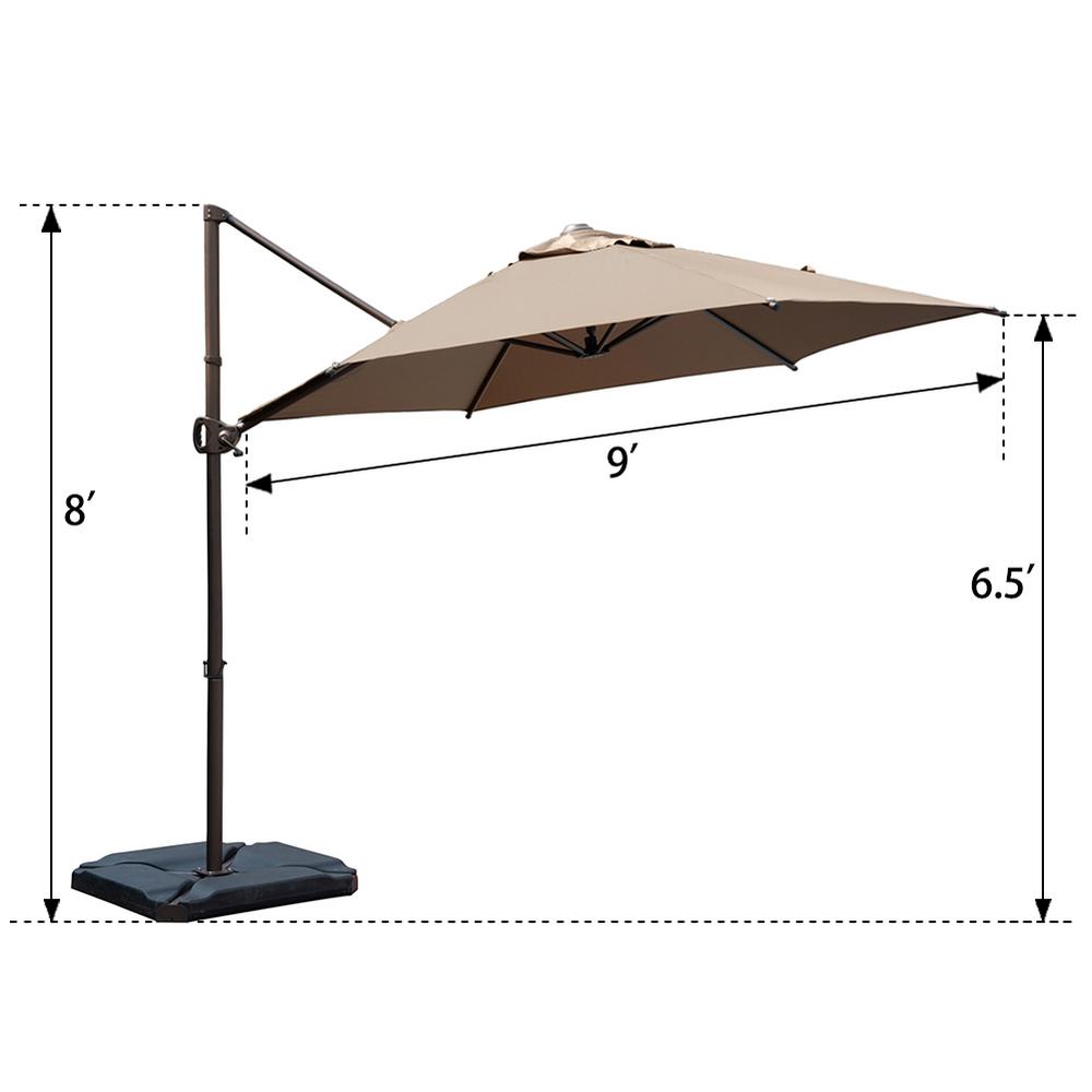 Abba Patio 9 Ft Offset Cantilever Adjustable Vertical Tilt Patio Umbrella In Cocoa Hdabbamrc96dt The Home Depot