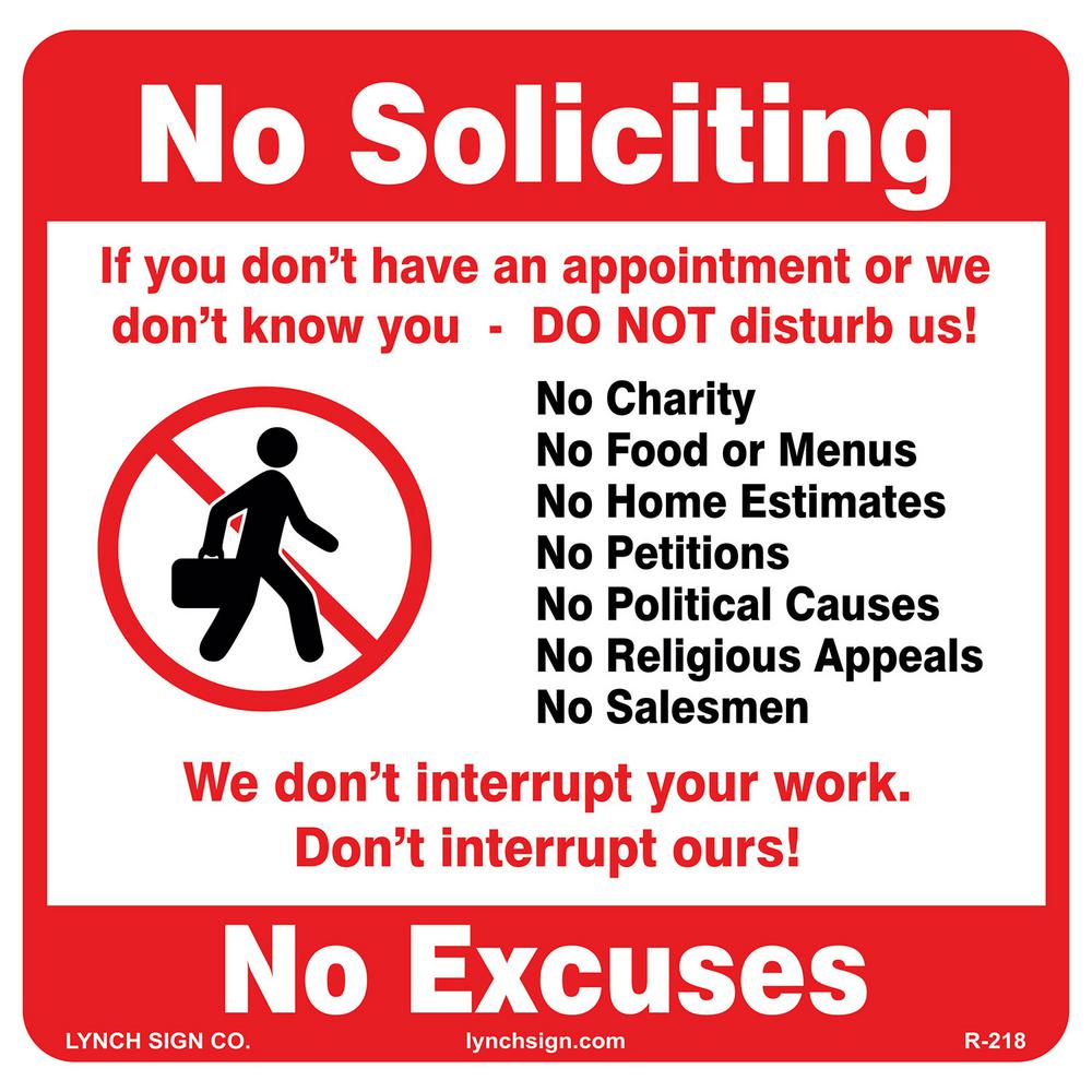 lynch sign 12 in x 12 in no soliciting sign printed on more durable