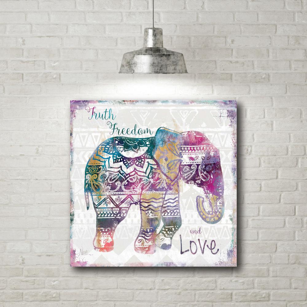 16 in. x 16 in. "Boho Elephant" Canvas Wall Art WEBG226 The Home Depot