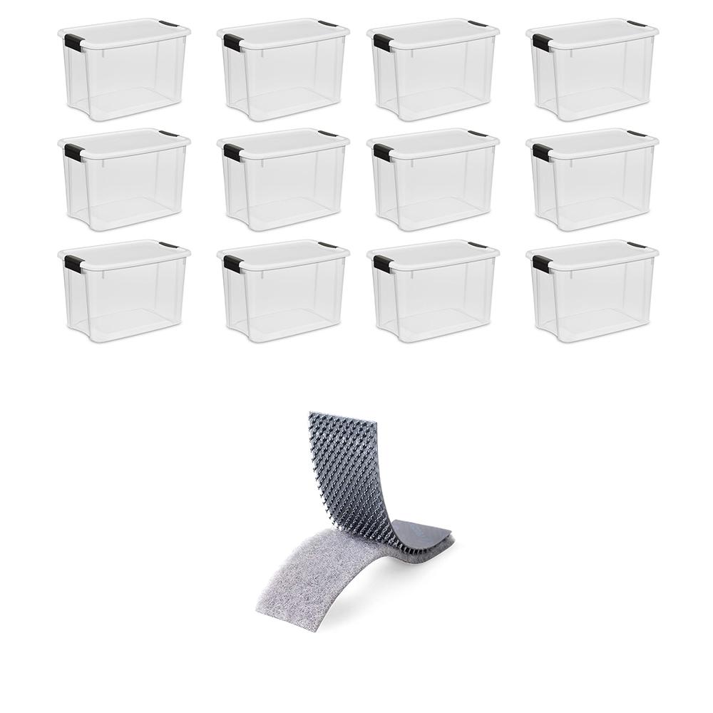 Sterilite 30 Qt Storage Box 12 Pack Bundled With Velcro Brand