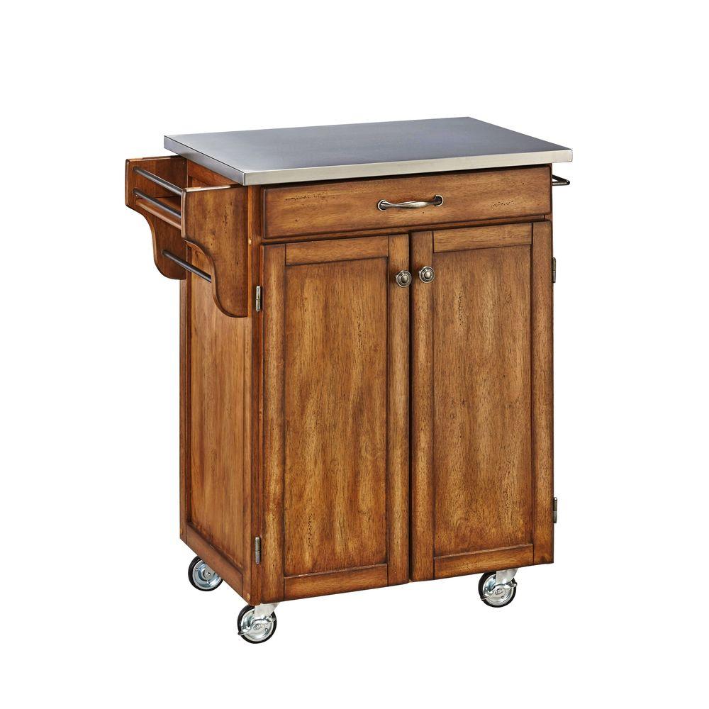 StyleWell Gatefield Chrome Large Kitchen Cart with Stainless Steel Top
