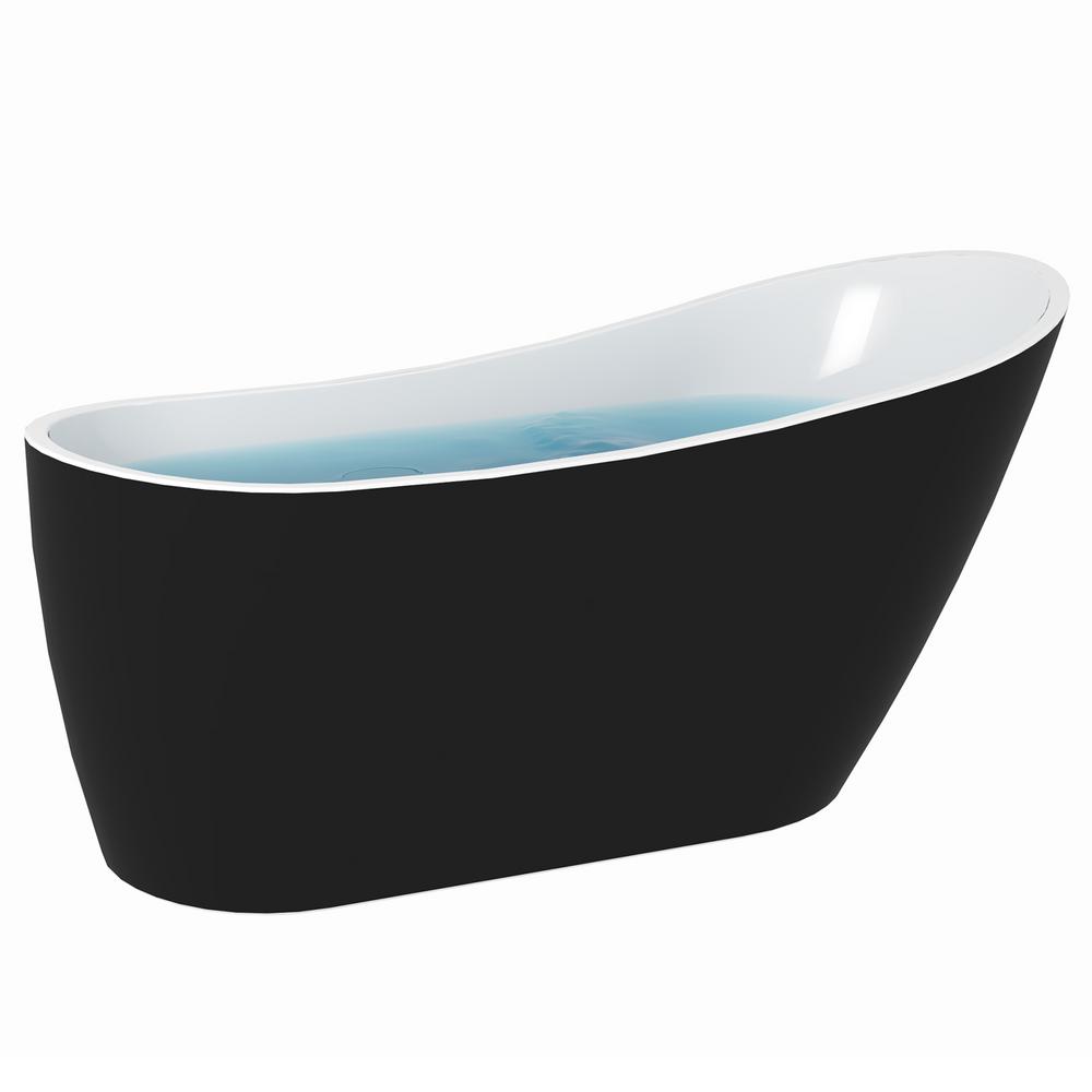 AKDY 59 in. Acrylic Stand Alone Flatbottom Freestanding Bathtub in