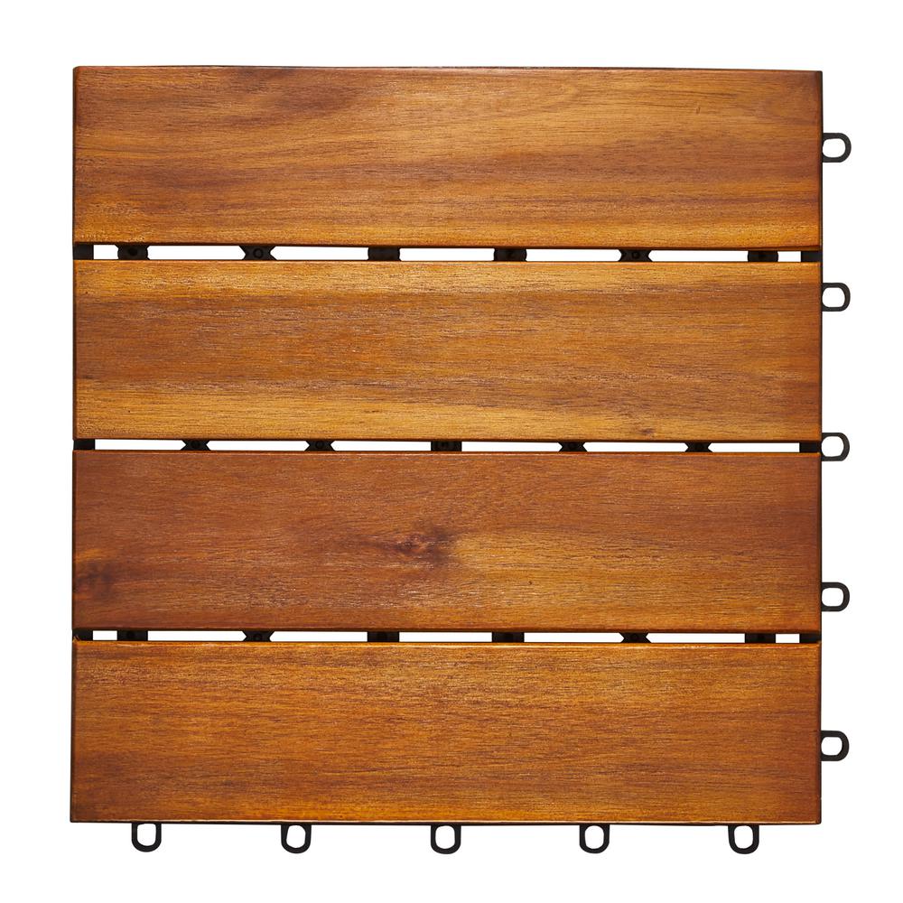 Vifah Roch 4 Slat 12 In X 12 In Wood Outdoor Balcony Deck Tile