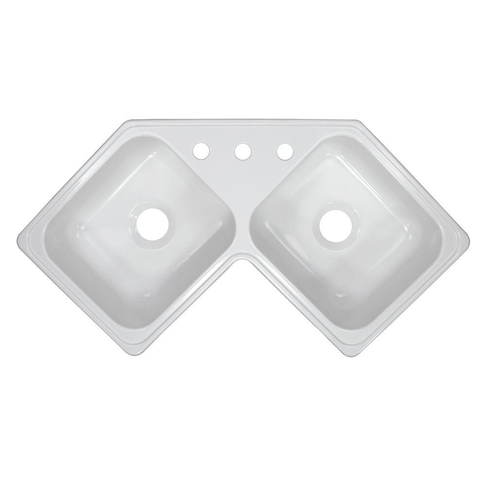 Lyons Industries Style V DropIn Acrylic 17 in. 3Hole 50/50 Corner