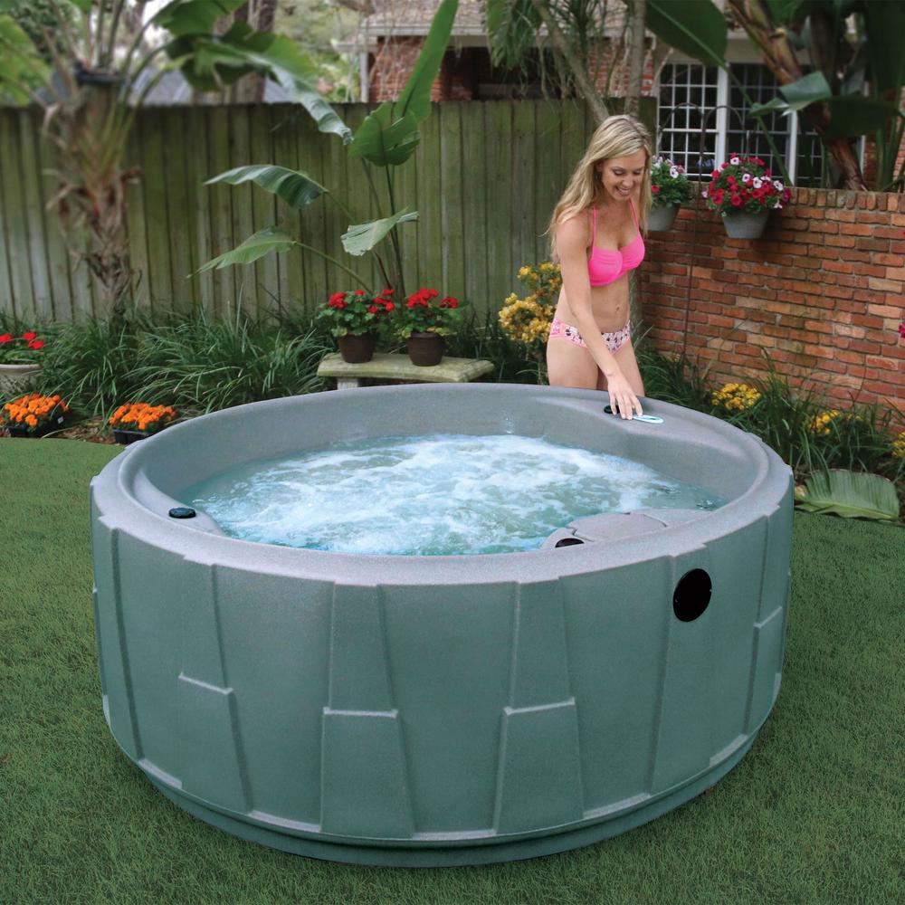 Aquarest Spas Premium 200 5 Person Plug And Play Hot Tub With 20 Stainless Jets Heater Ozone And Led Waterfall In Graystone