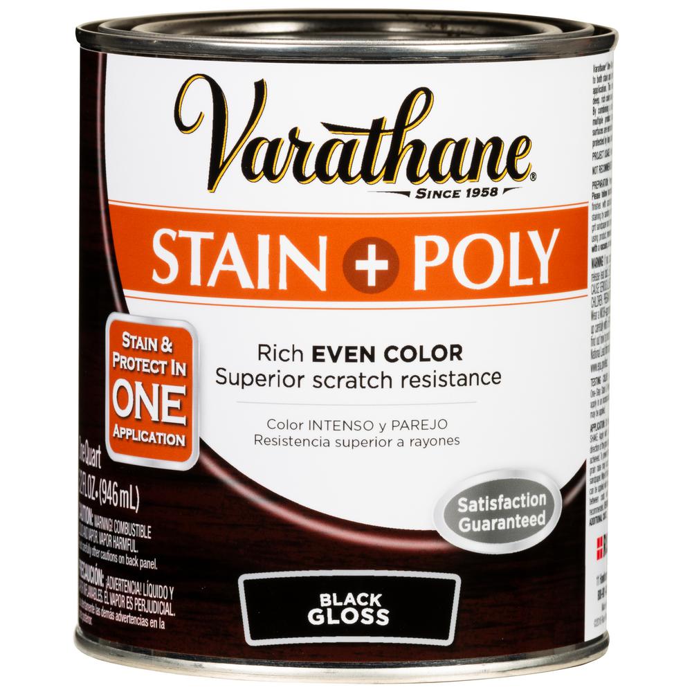 Varathane 1 Qt. Black Gloss Water-Based Interior Wood Stain And ...