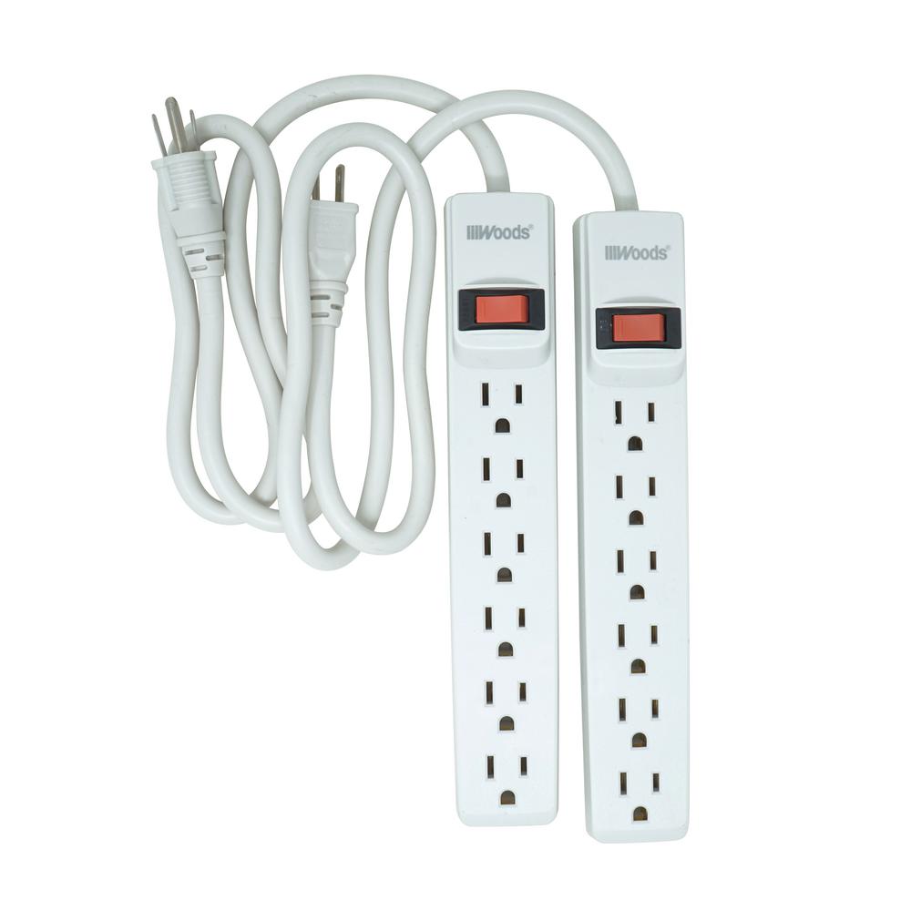 1 6 Ft Power Strip With 6 Outlet 3 Prung And 15 Amp Circuit Breaker Electrical Outlets Receptacles