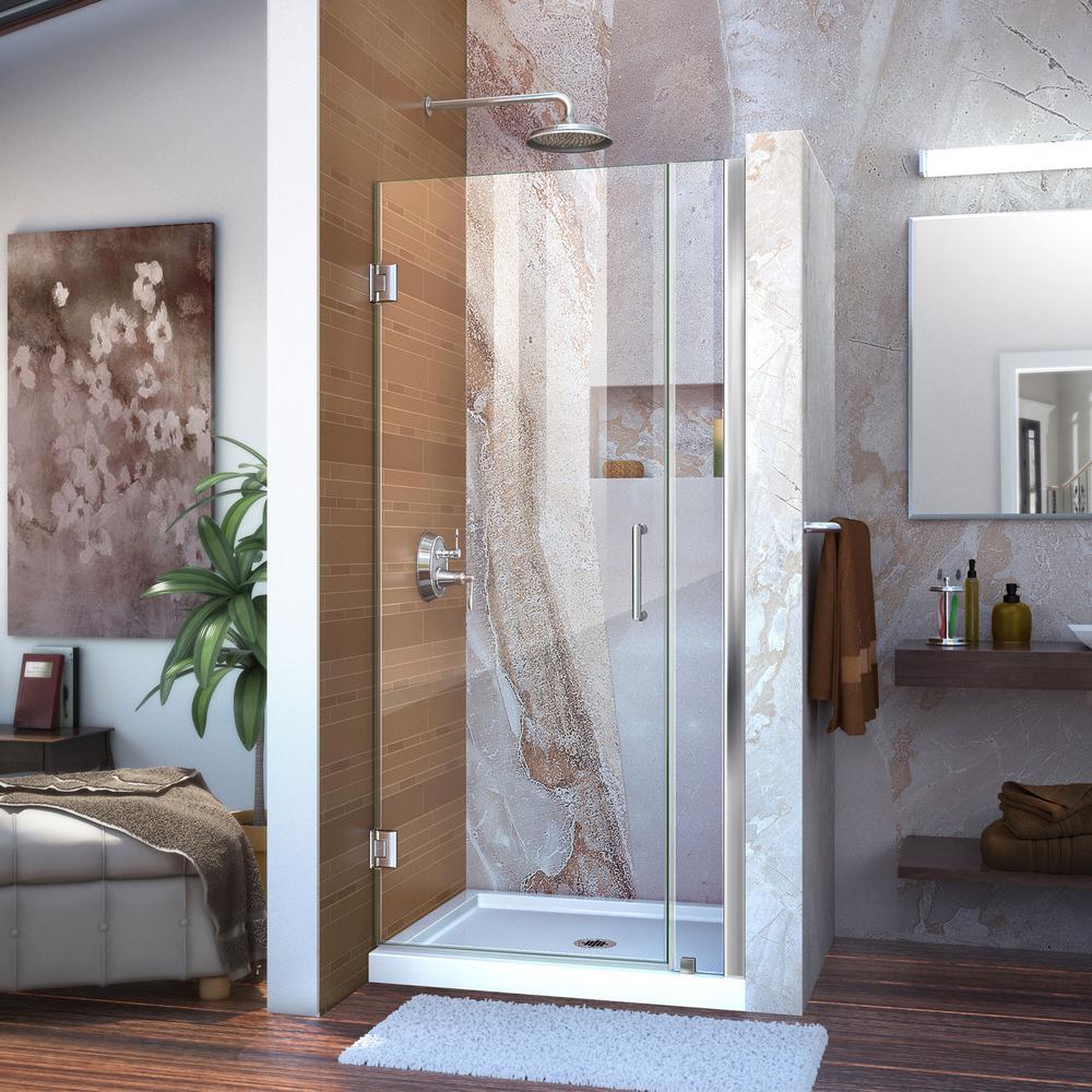 Dreamline Unidoor 36 To 37 In X 72 In Frameless Hinged Shower Door In Chrome Shdr 20367210cs 01 The Home Depot