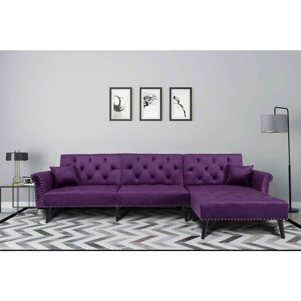 Harper Bright Designs Purple 2 Piece Modern Vintage Futon Sofa