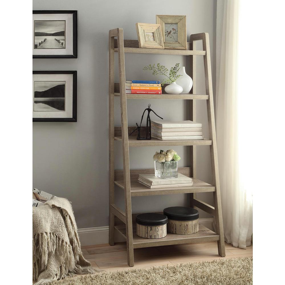 Linon Home Decor Tracey Gray Ladder Bookcase69336GRY01U The Home Depot