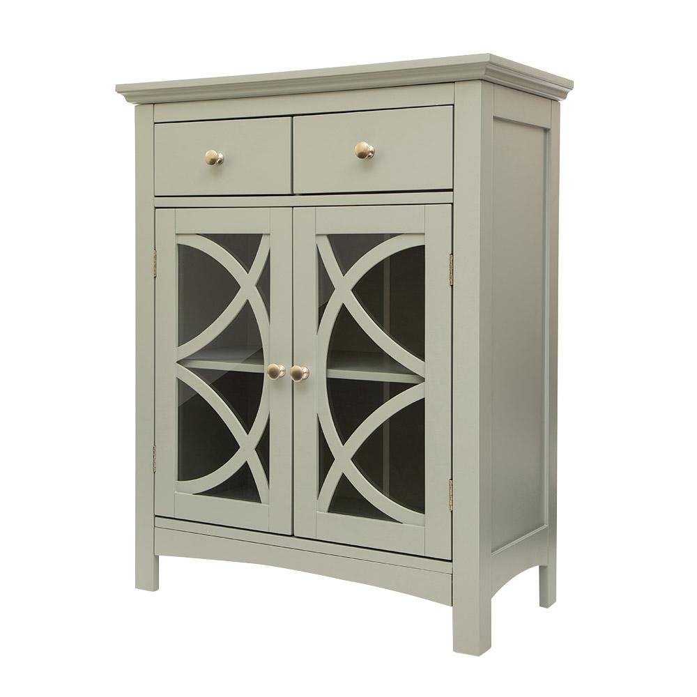 Glitzhome 32 In Wooden Gray Floor Storage Cabinet With Double