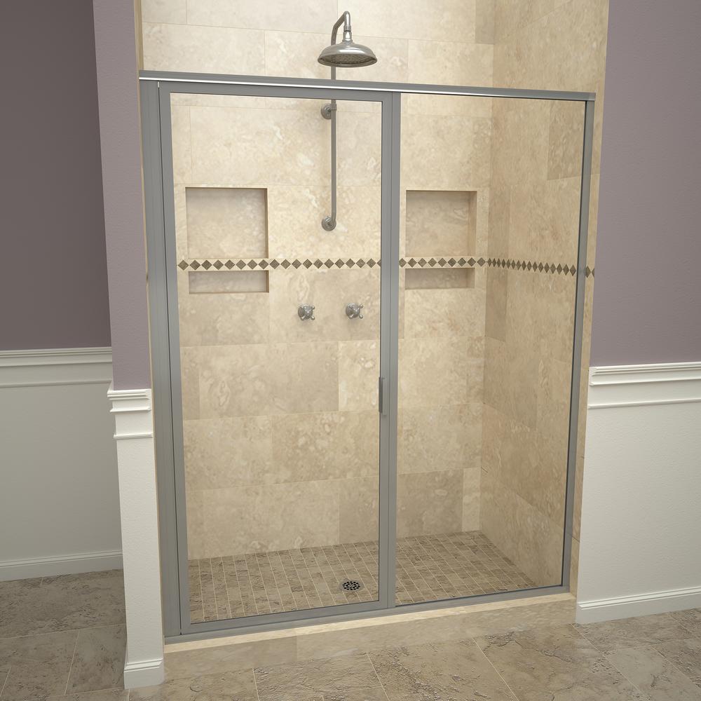 Redi Swing 1100 Series 47 In W X 68 5 8 In H Framed Swing Shower Door In Brushed Nickel With Pull Handle And Clear Glass 11rcbfp04769 The Home Depot