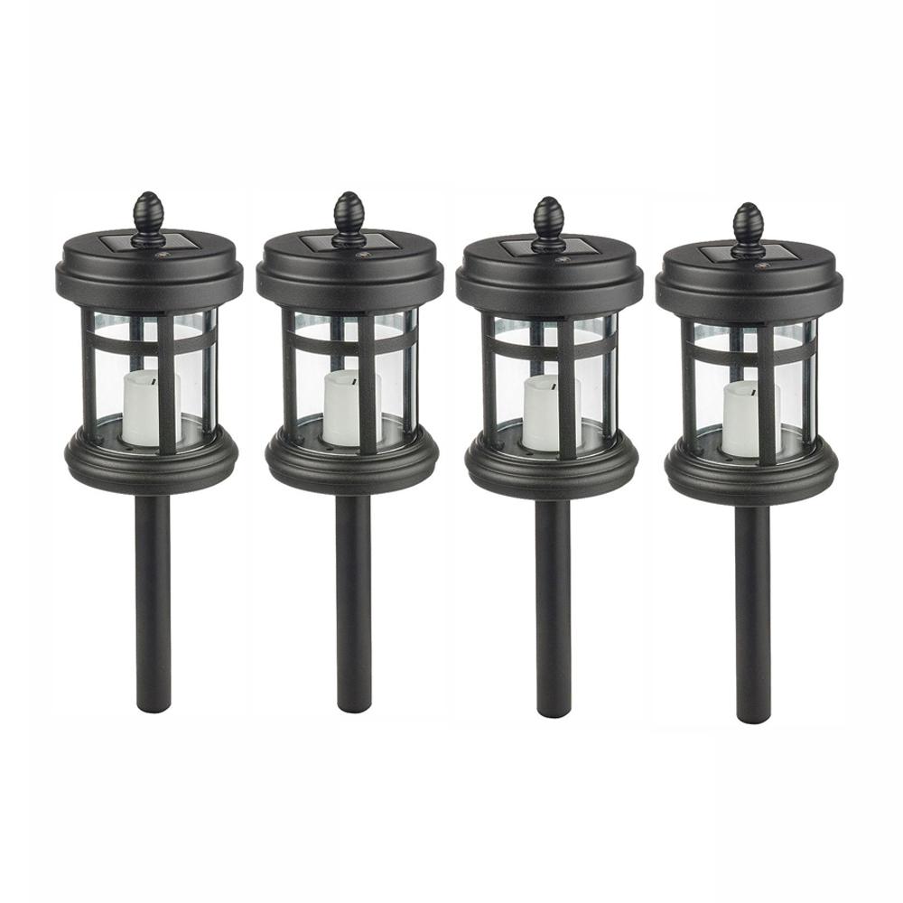 Hampton Bay Solar Black Outdoor Integrated LED Cast ...