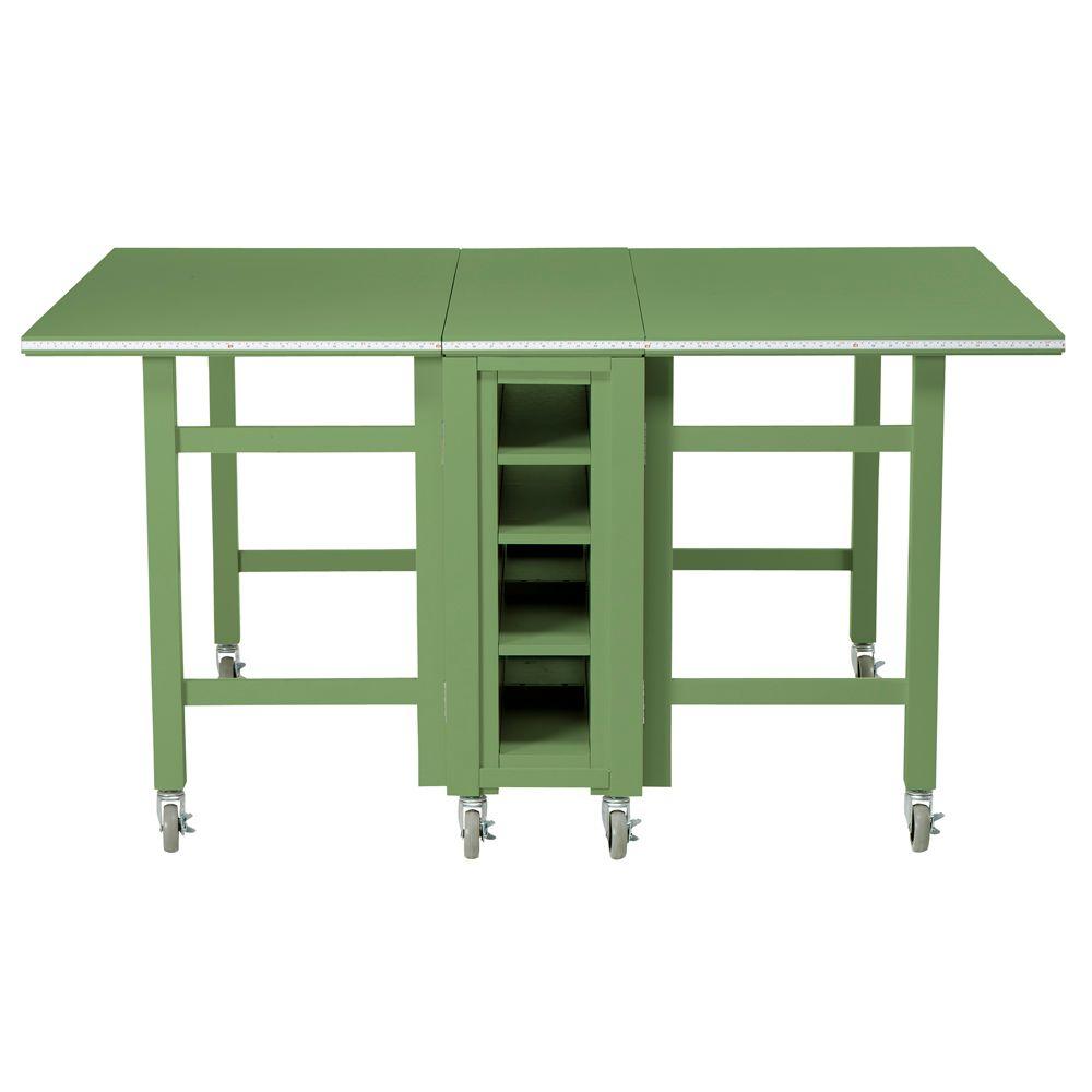 Martha Stewart Living Craft Space Rhododendron Leaf Green Wooden Craft Space Rhododendron Leaf Green Wooden Collapsible Table With Wheels 60 In W