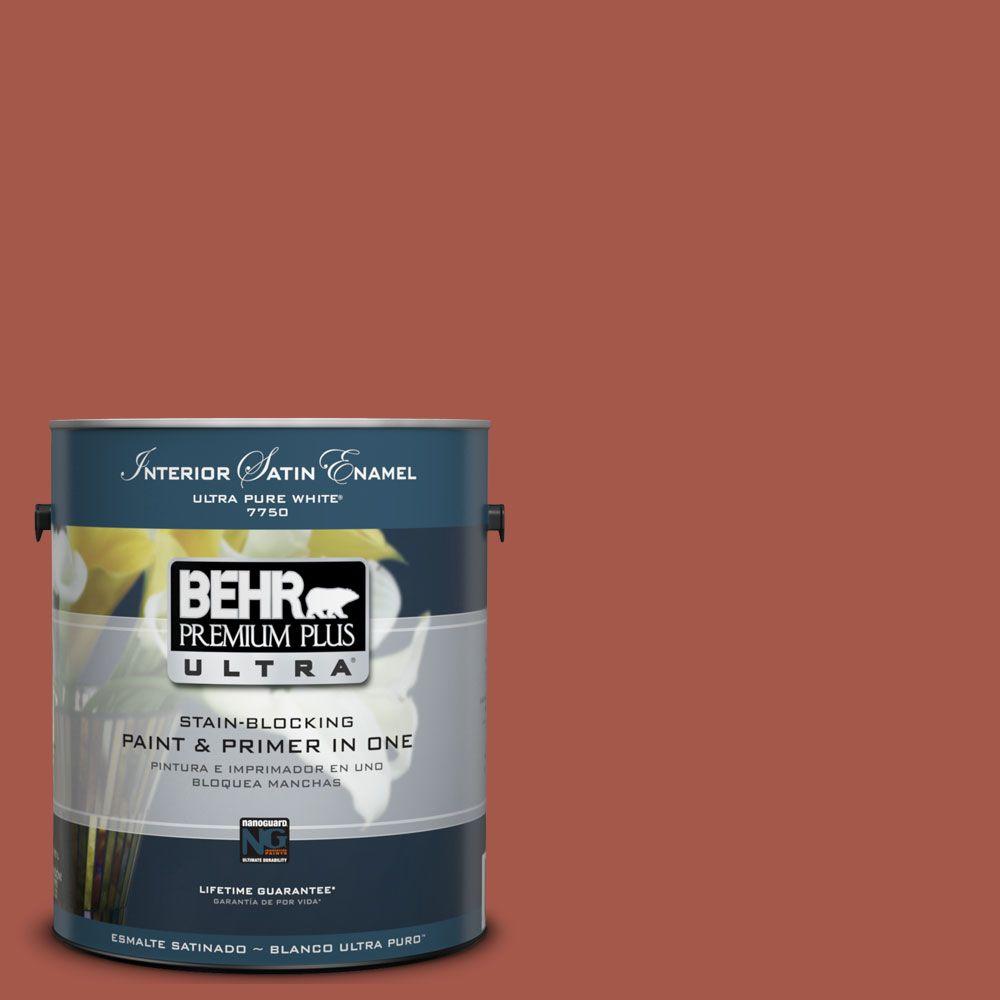 Behr Premium Plus Ultra 1 Gal Ul120 20 Cajun Red Satin Enamel Ul120 20 Cajun Red Satin Enamel Interior