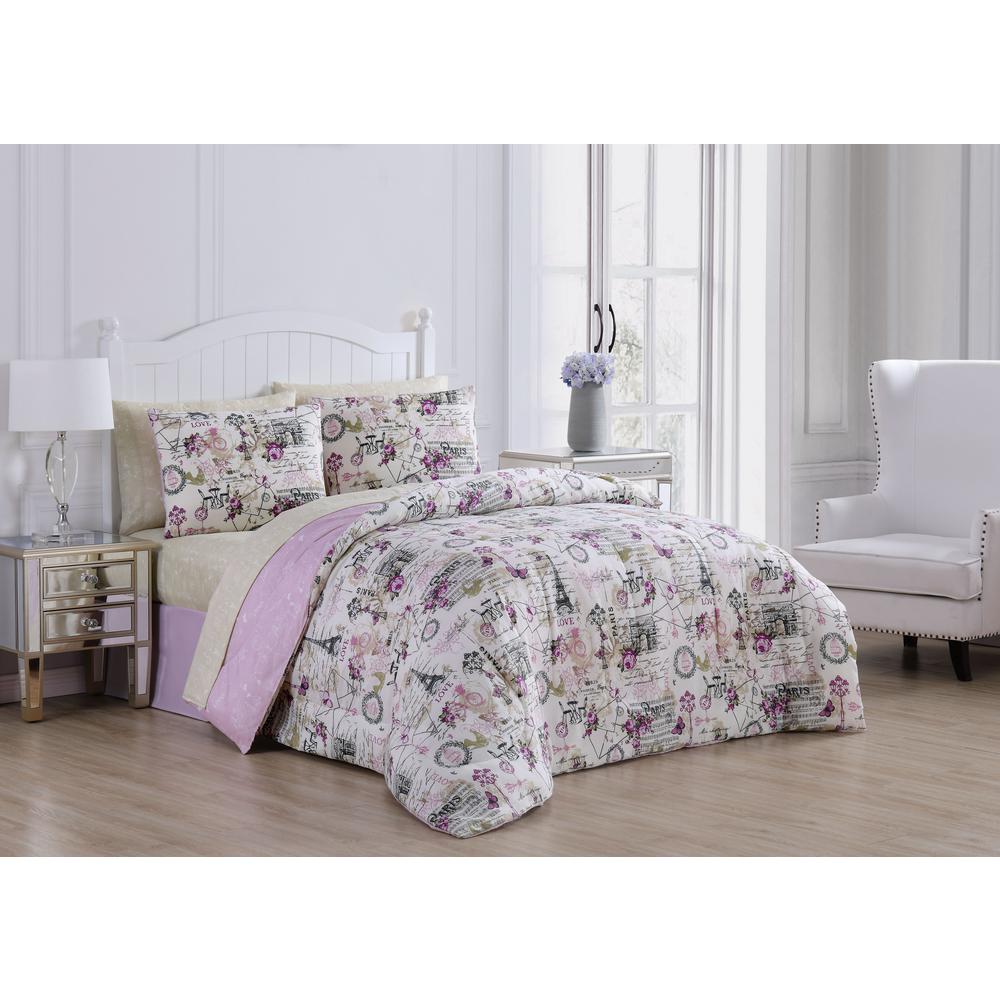 Jelena 8 Piece Lilac King Bed In A Bag Jln8bbkingghll The Home Depot