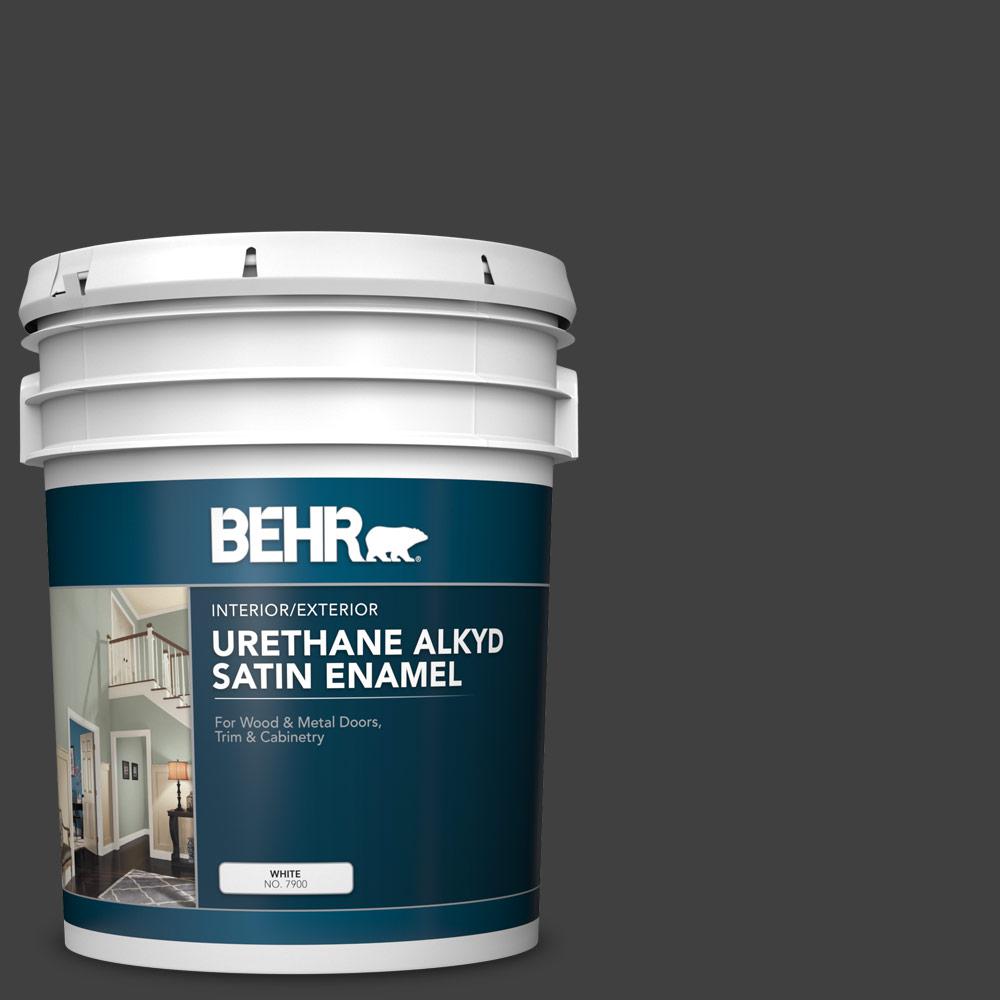BEHR 5 gal. 1350 Ultra Pure Black Urethane Alkyd Satin