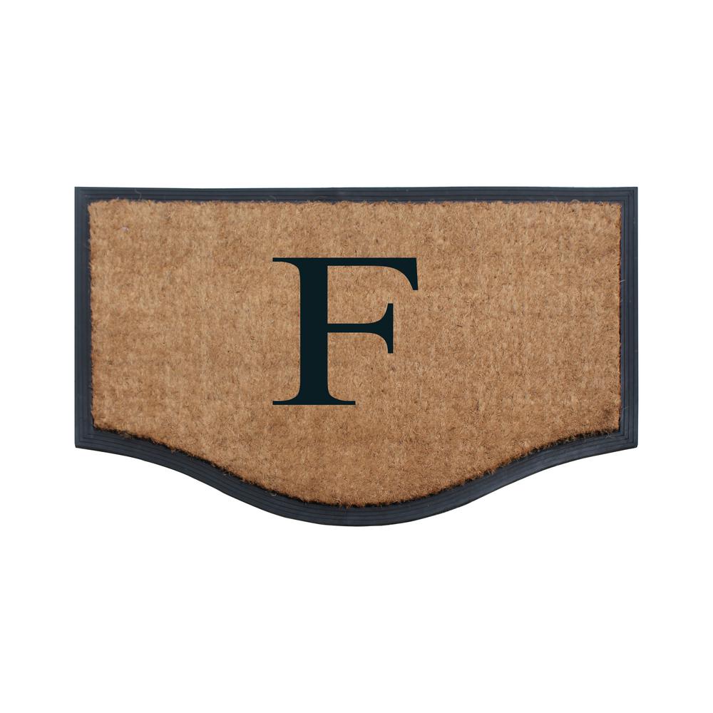 A1 Home Collections Club Border Black Beige 18 In X 30 In Rubber And Coir Heavy Duty Easy To Clean Monogrammed N Door Mat Rc401 N The Home Depot