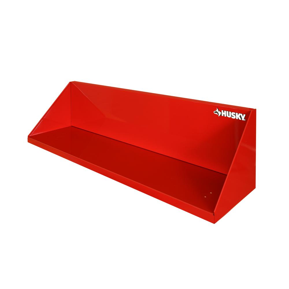 Husky 36 in. W x 9 in. H x 9 in. D Steel Garage Wall Shelf, Red
