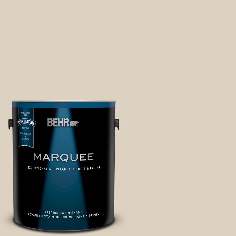 BEHR MARQUEE 1 gal. PPU710 Roman Plaster Satin Enamel Exterior Paint and Primer in One945001