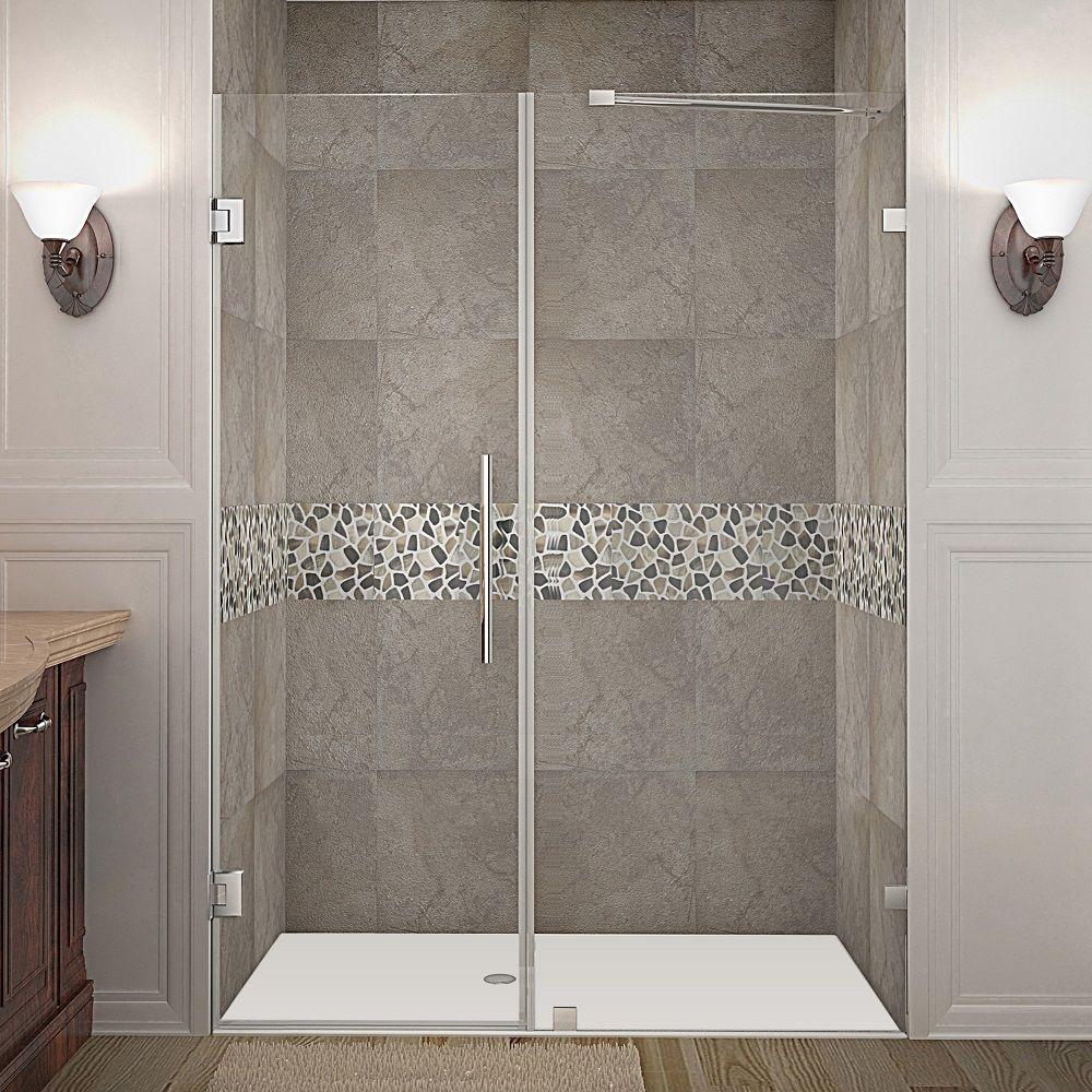 Aston Nautis 57 In X 72 Frameless Hinged Shower Door Nautis 57 In X 72 Frameless Hinged Shower Door Stainless Steel With Clear Glass