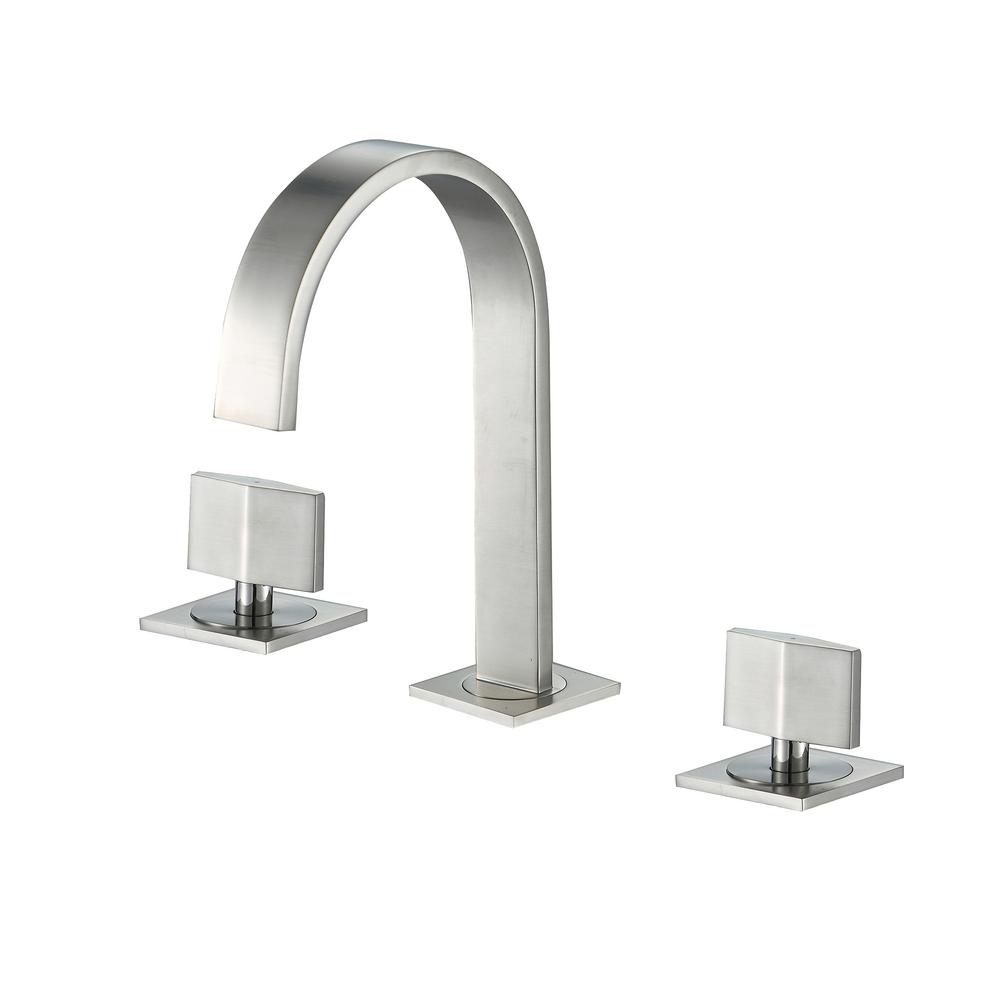 Luxier Widespread 2 Handle Contemporary Bathroom Vanity Sink Lavatory Faucet Cupc Nsf Ab 1953 Lead Free In Brushed Nickel Wsp05 Tb The Home Depot